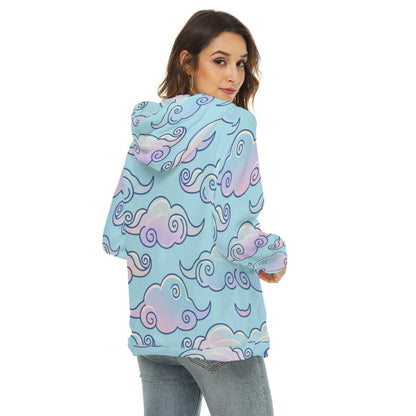 Women's Borg Fleece Hoodie With Half Zip