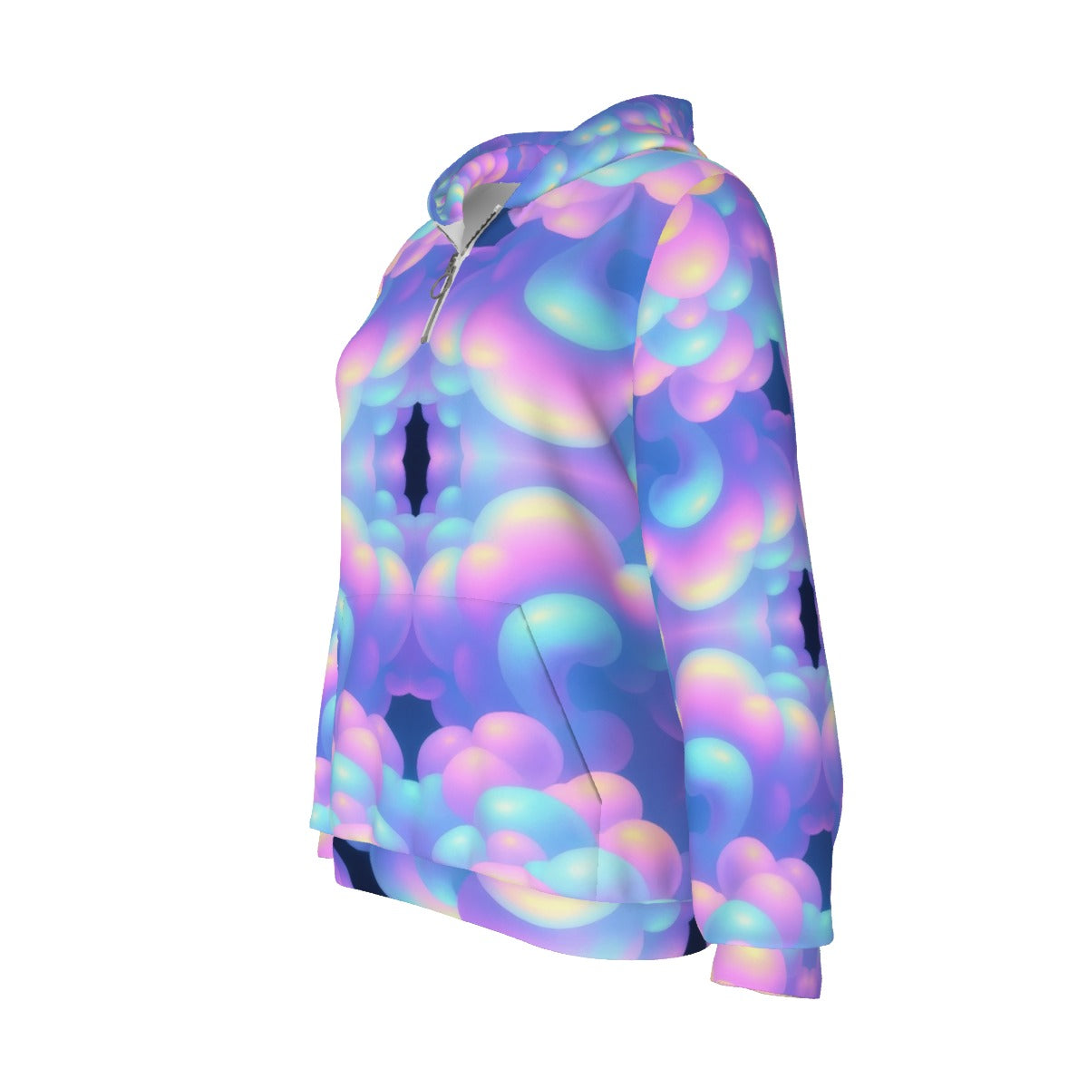 Women's Borg Fleece Hoodie With Half Zip