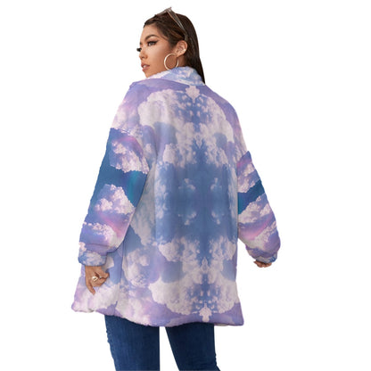 Unisex Borg Fleece Stand-up Collar Coat With Zipper Closure(Plus Size)