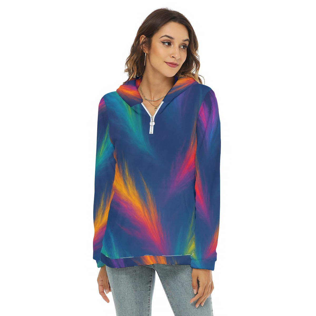 Women's Borg Fleece Hoodie With Half Zip