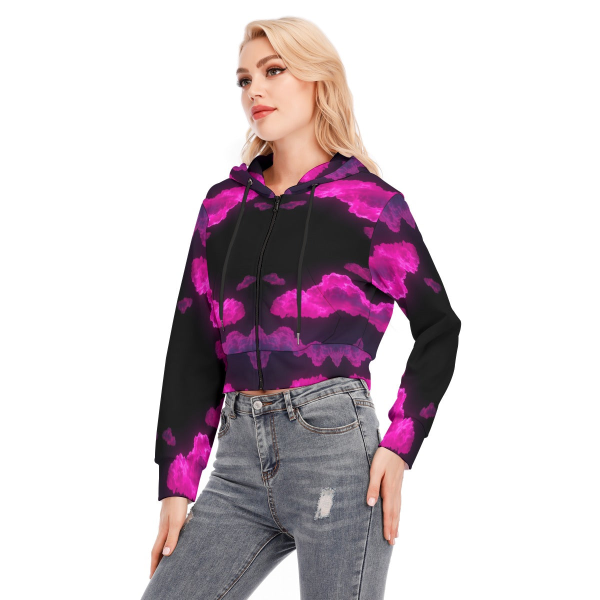 Women's Crop Top Hoodie With Zipper Closure