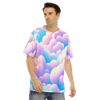Men's Raglan Sleeve T-shirt With Button Closure