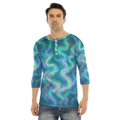 Men's Bracelet Sleeve T-shirt With Button Closure - view 1