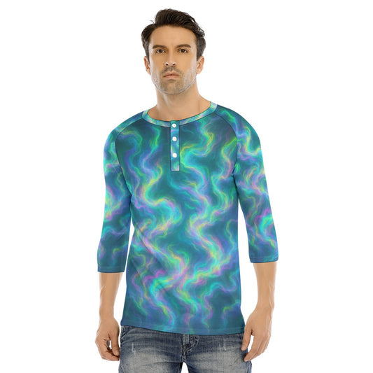 Men's Bracelet Sleeve T-shirt With Button Closure - view 1