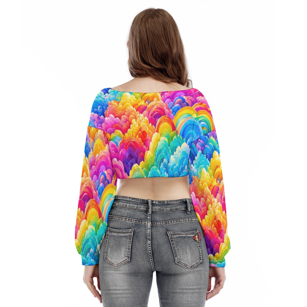 Women's V-neck Long Sleeve Cropped Sweatshirt