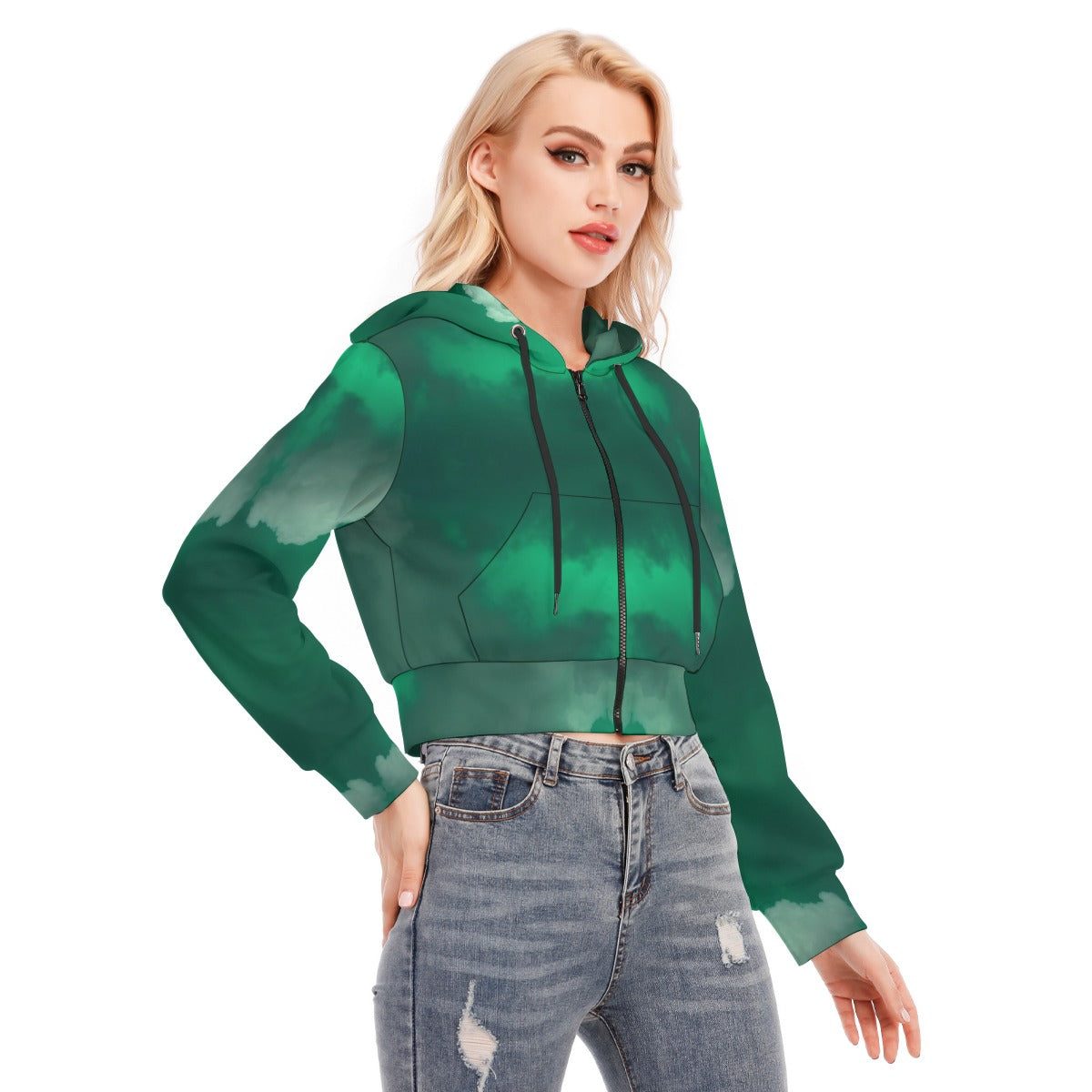 Women's Crop Top Hoodie With Zipper Closure
