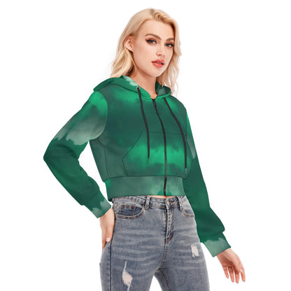Women's Crop Top Hoodie With Zipper Closure