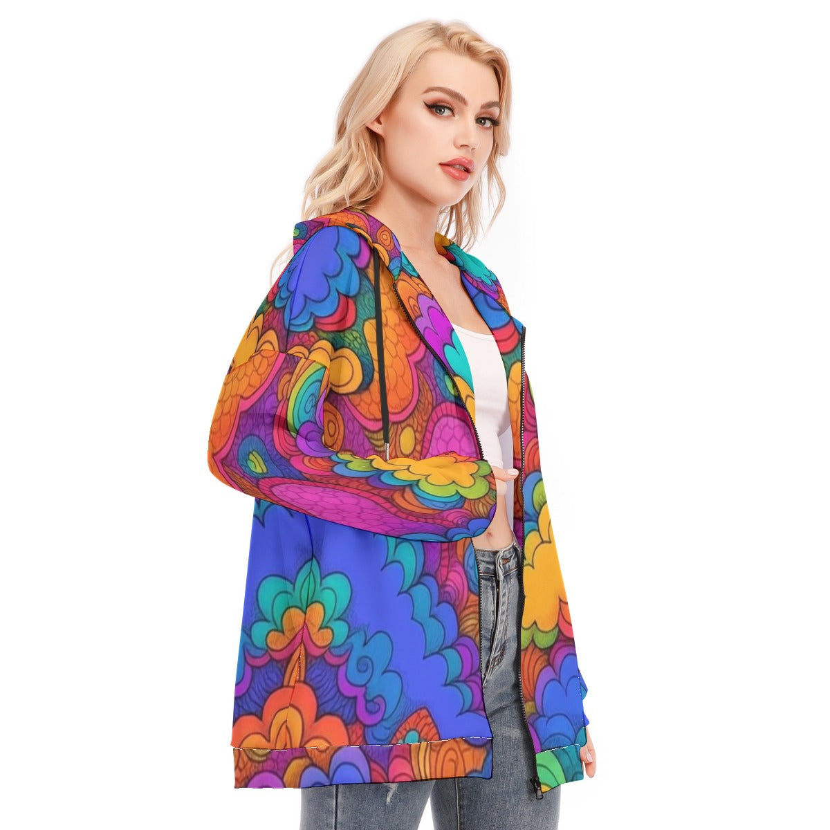 Women's Long Hoodie With Zipper Closure