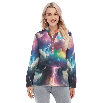 Women's Long Sleeve Blouse With Button Closure
