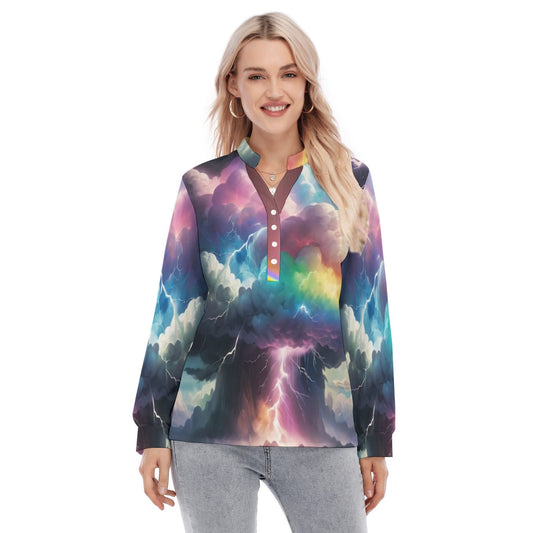 Women's Long Sleeve Blouse With Button Closure