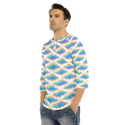 Men's Bracelet Sleeve T-shirt With Button Closure - view 3