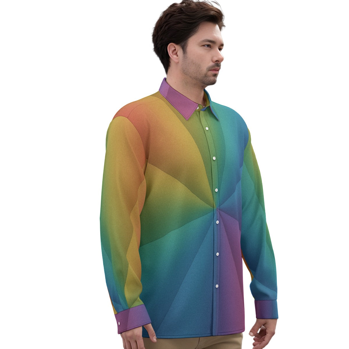 Men's Imitation Silk Long-Sleeved Shirt