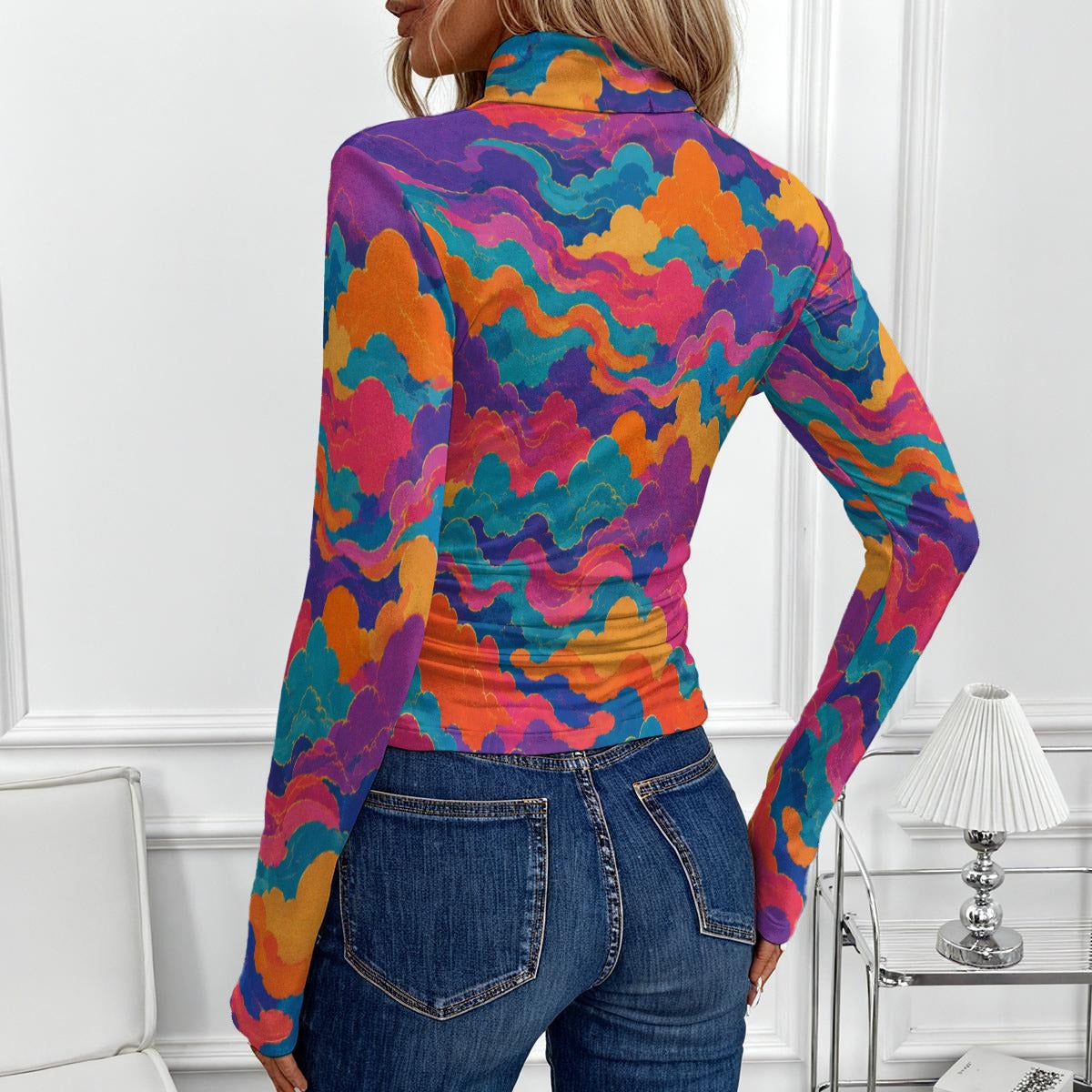 Women's Women's High-Neck Top With Long Sleeve