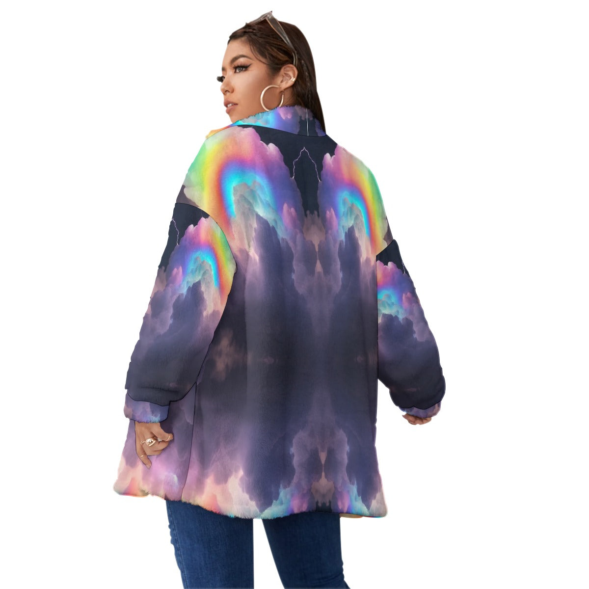 Unisex Borg Fleece Stand-up Collar Coat With Zipper Closure(Plus Size)