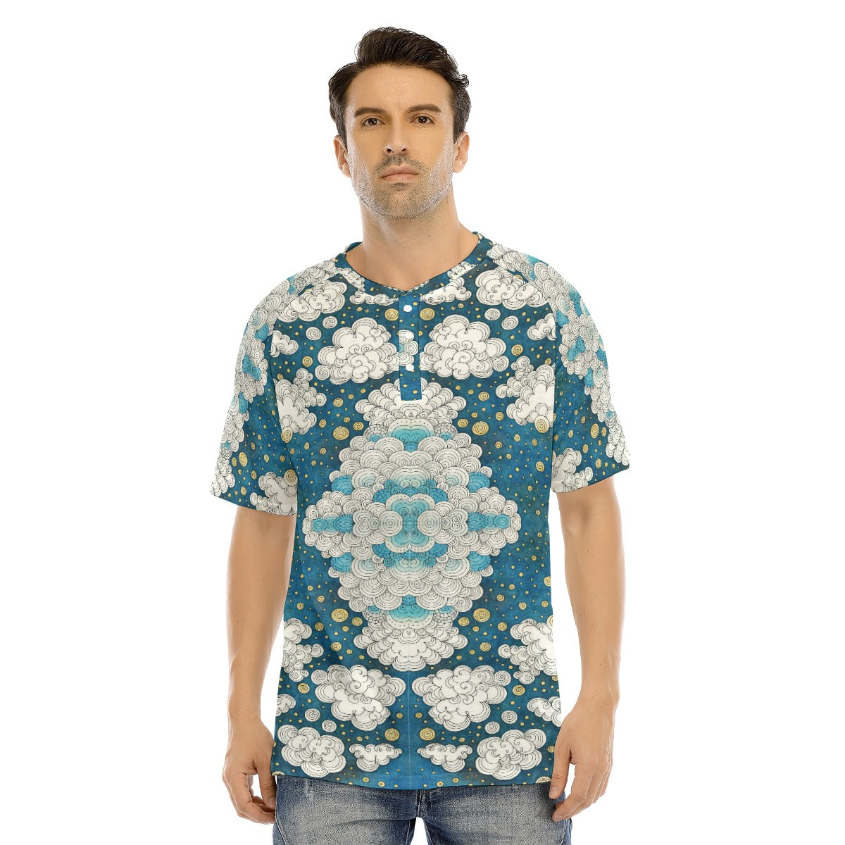 Men's Raglan Sleeve T-shirt With Button Closure