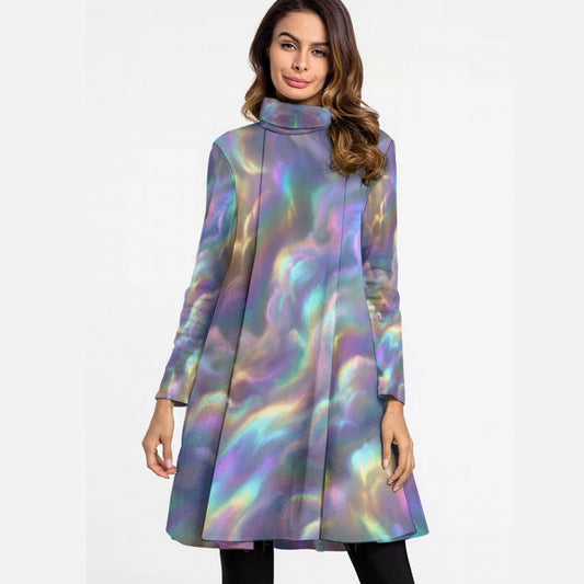 Women's High Neck Dress With Long Sleeve