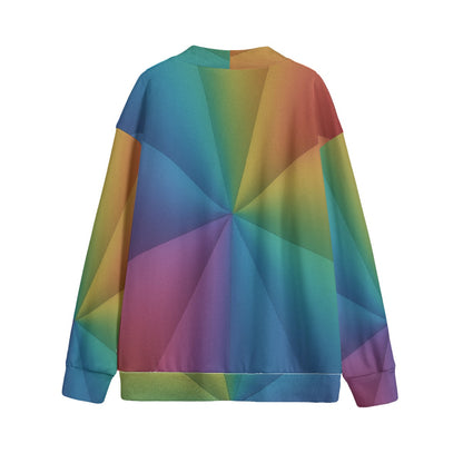 Unisex V-neck Knitted Fleece Cardigan With Button Closure