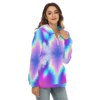 Women's Borg Fleece Hoodie With Half Zip