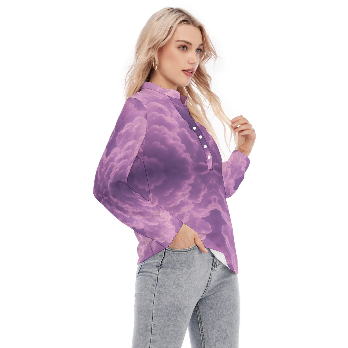 Women's Long Sleeve Blouse With Button Closure