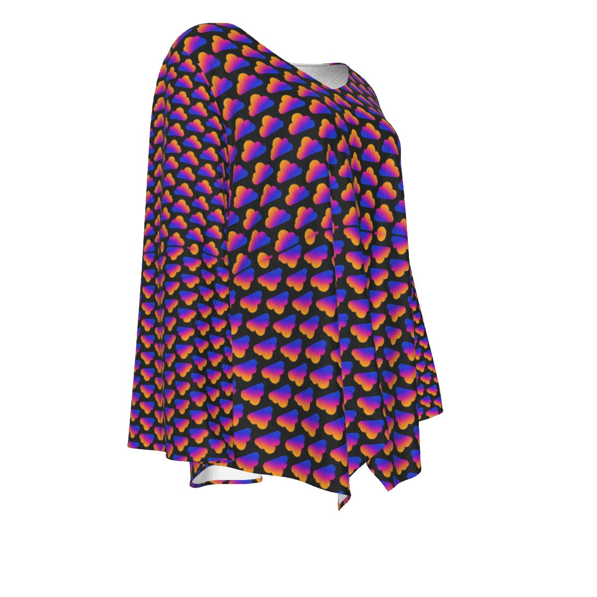 Women's V-neck T-shirt With Irregular Hem