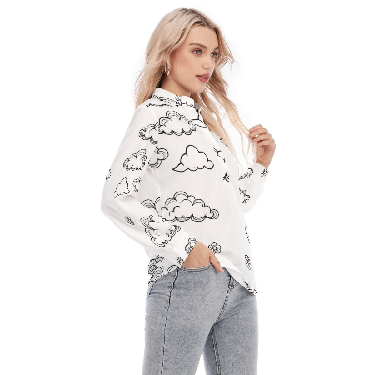 Women's Long Sleeve Blouse With Button Closure