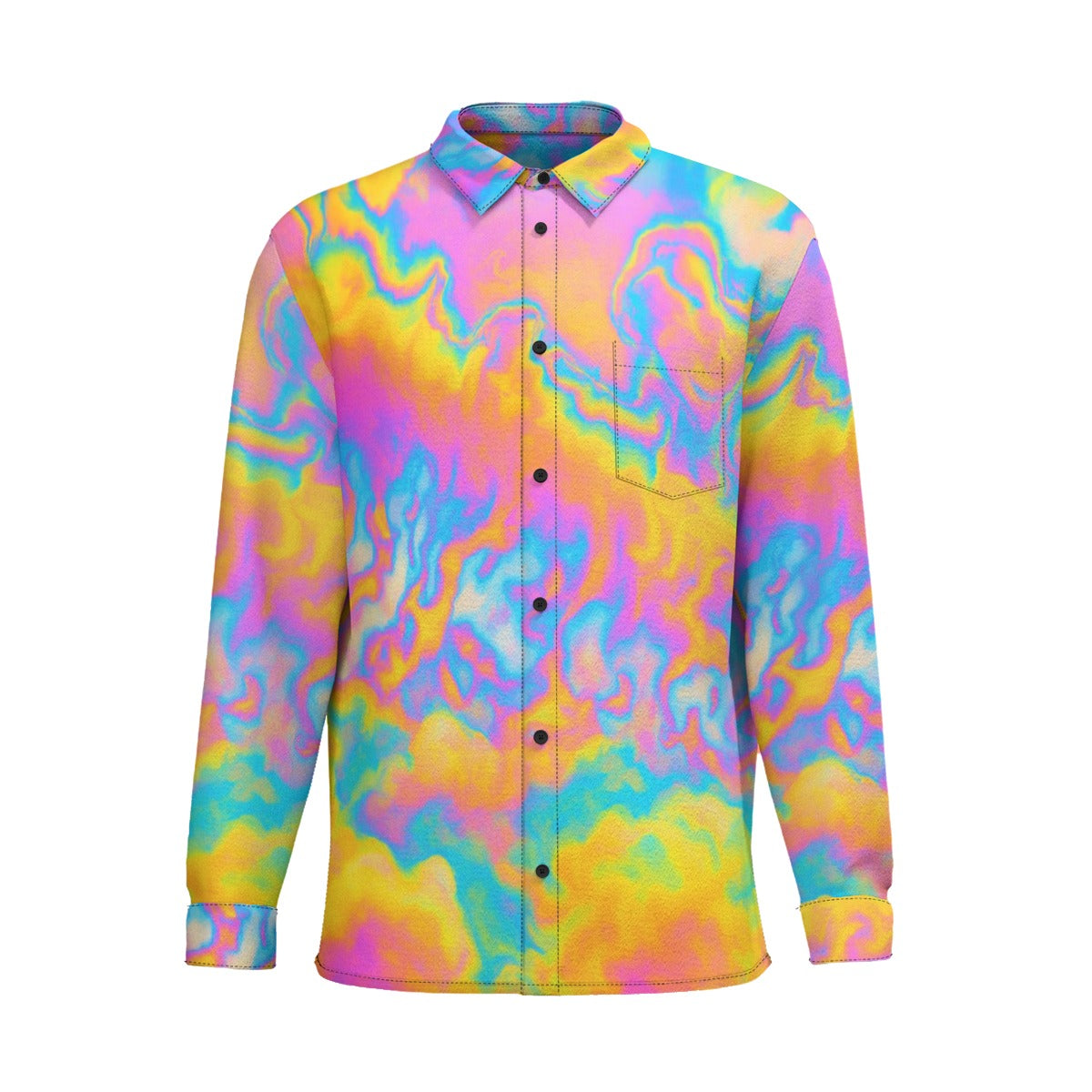 Men's Business Lapel Long Sleeve Shirt With Pocket|110GSM Imitation Flax