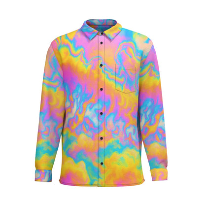 Men's Business Lapel Long Sleeve Shirt With Pocket|110GSM Imitation Flax