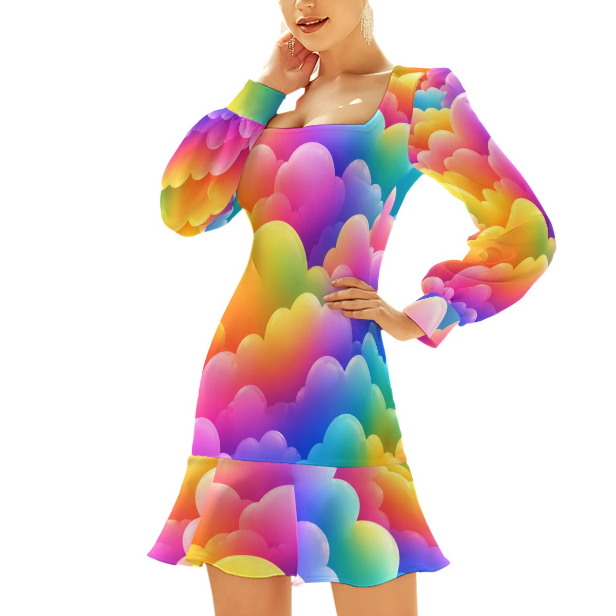 Women's Ruffle Hem Skinny Dress