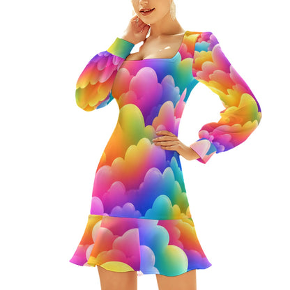 Women's Ruffle Hem Skinny Dress