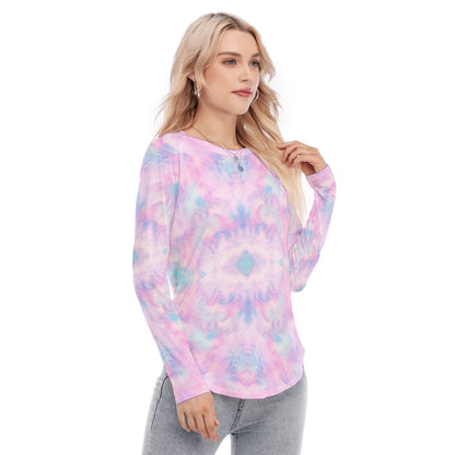 Women's Raglan Sleeves U-Shaped Hem Long Sleeves Blouse