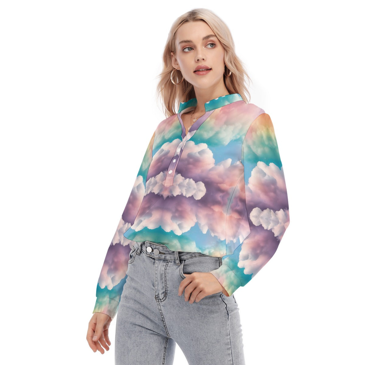 Women's Long Sleeve Blouse With Button Closure