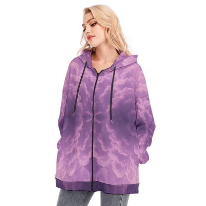 Women's Long Hoodie With Zipper Closure