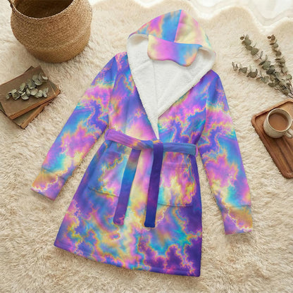 Unisex Flannel Hooded Robe With Eye Mask