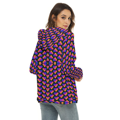 Women's Borg Fleece Hoodie With Half Zip