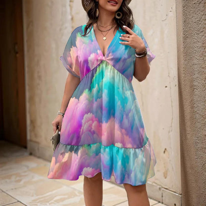 Women’s Floral V-Neck Short Sleeve Dress