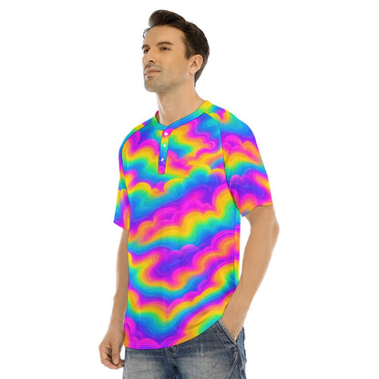 Men's Raglan Sleeve T-shirt With Button Closure