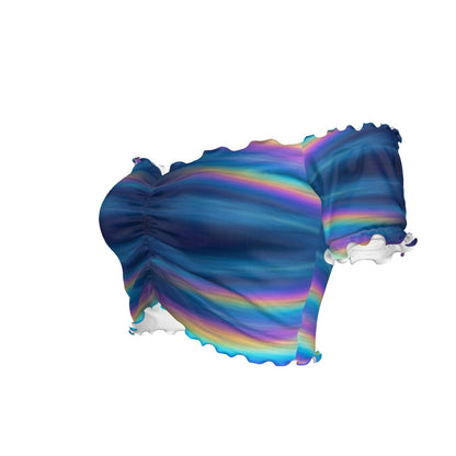 Women's One-shoulder Off-the-navel Short Sleeve T-shirt