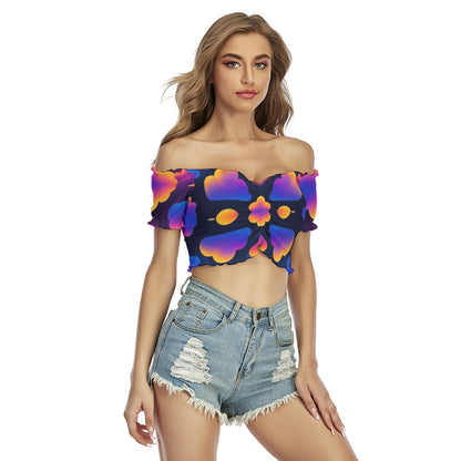 Women's One-shoulder Off-the-navel Short Sleeve T-shirt