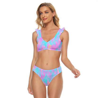 Women's Bikini Swimsuit With Ruffle Cuff Bra