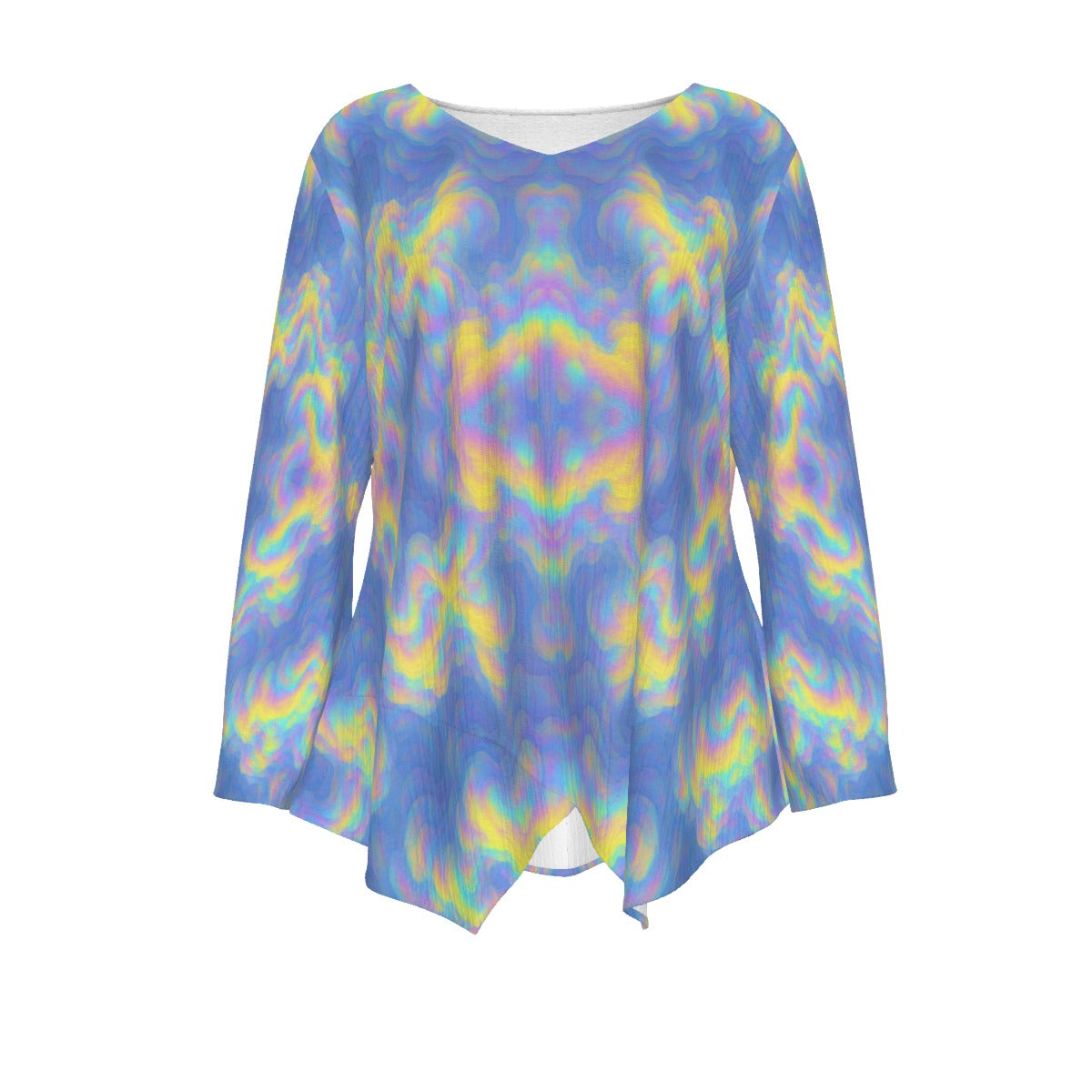 Women's V-neck T-shirt With Irregular Hem