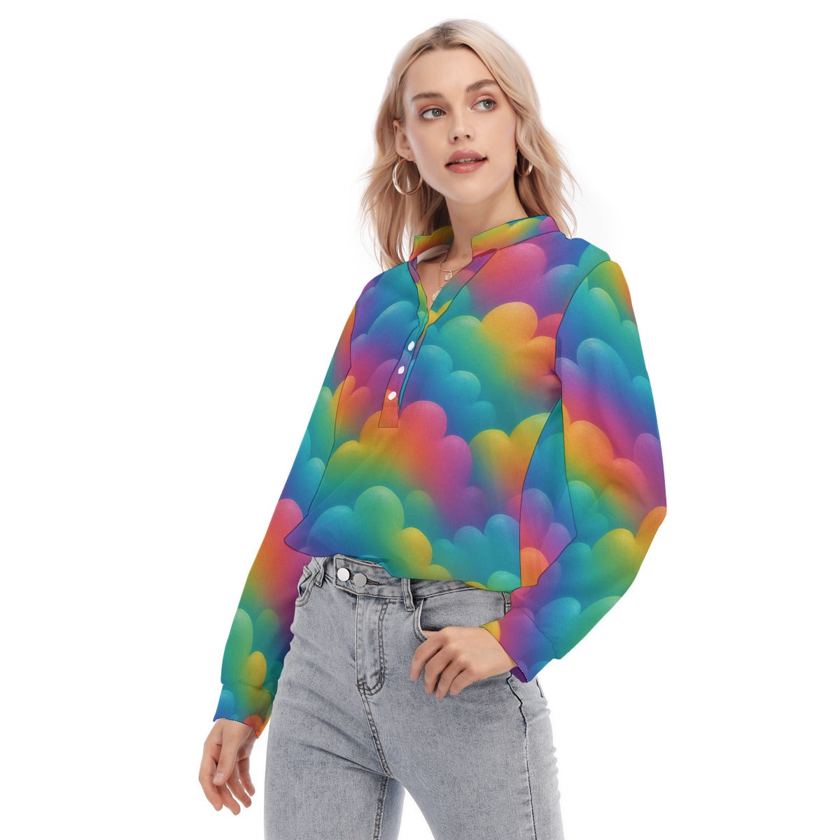 Women's Long Sleeve Blouse With Button Closure