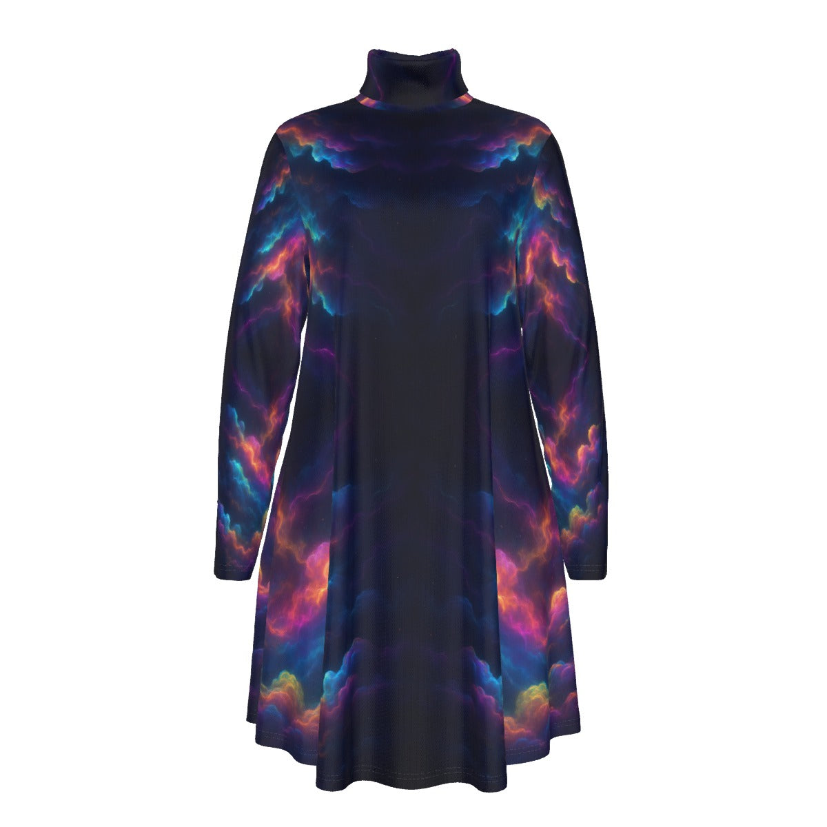 Women's High Neck Dress With Long Sleeve