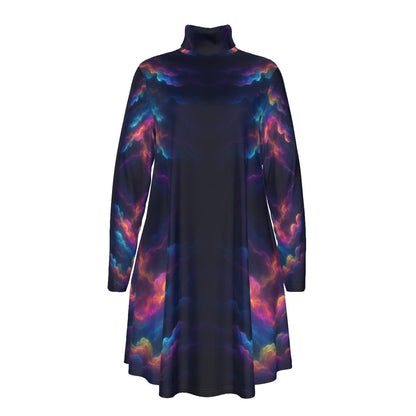 Women's High Neck Dress With Long Sleeve