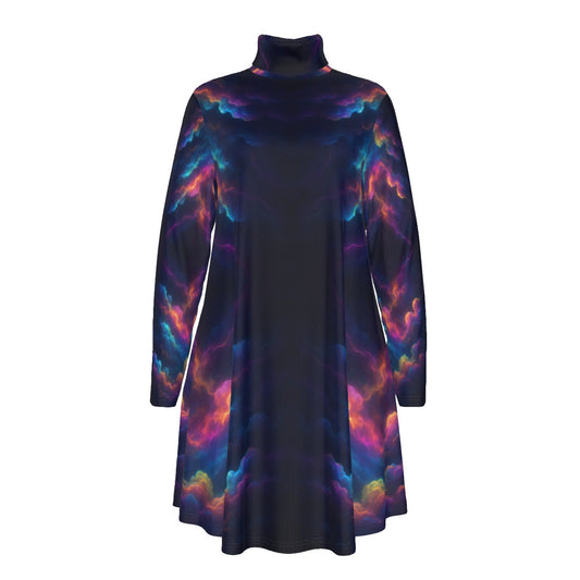 Women's High Neck Dress With Long Sleeve