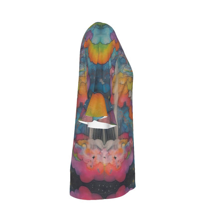 V-neck Women's T-shirt With Bell Sleeve