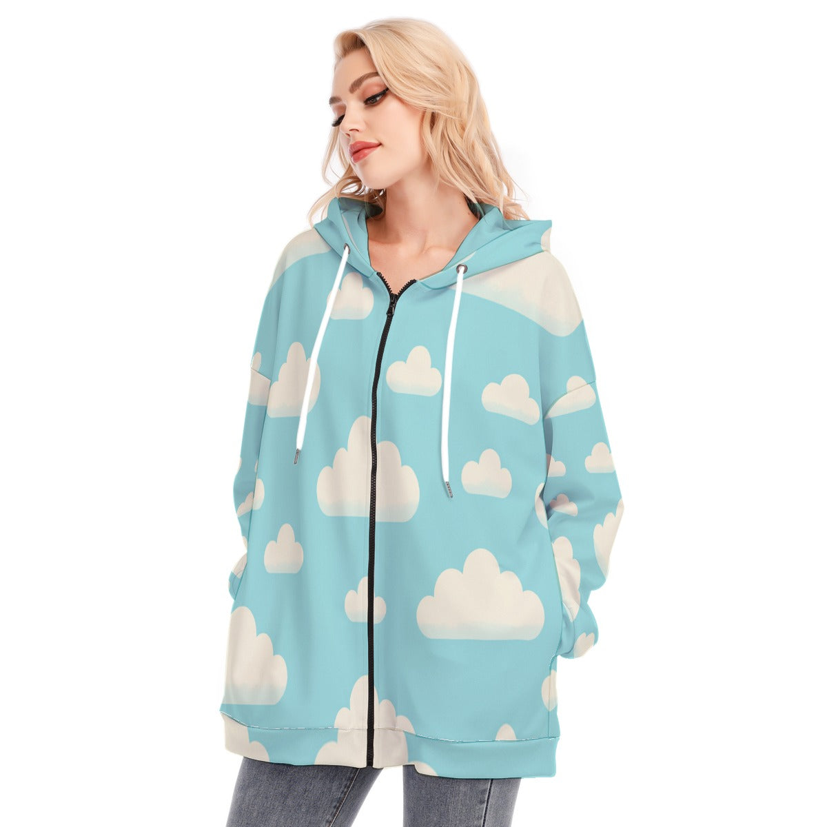 Women's Long Hoodie With Zipper Closure