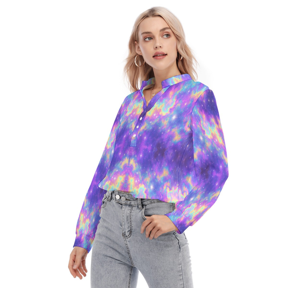 Women's Long Sleeve Blouse With Button Closure