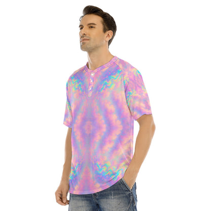 Men's Raglan Sleeve T-shirt With Button Closure