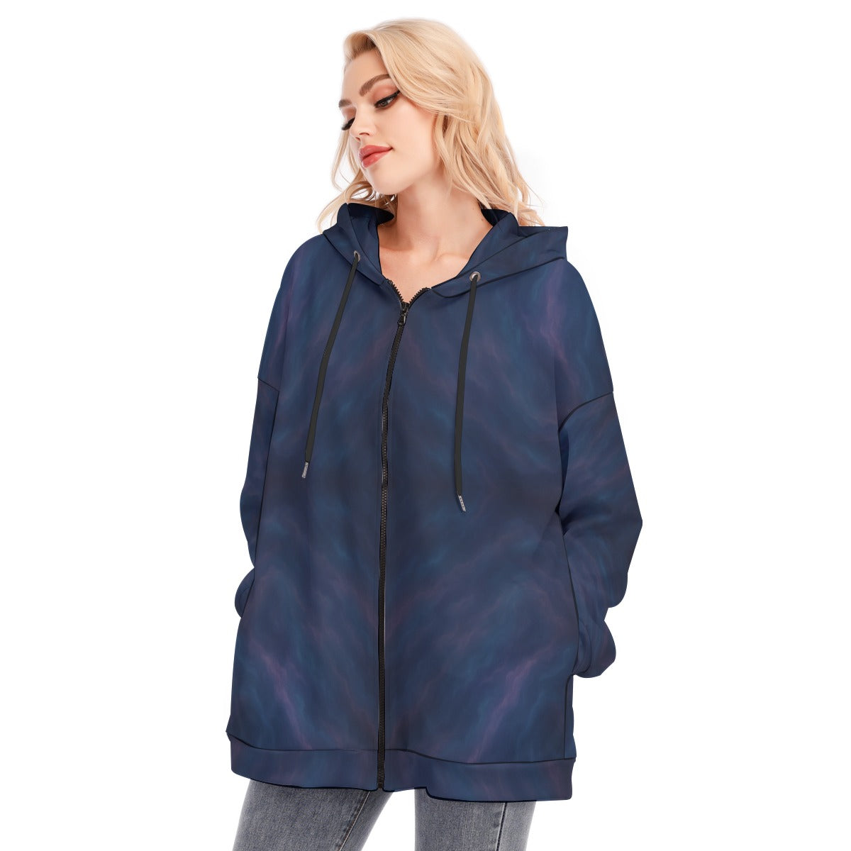 Women's Long Hoodie With Zipper Closure