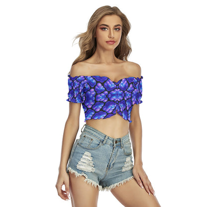 Women's One-shoulder Off-the-navel Short Sleeve T-shirt